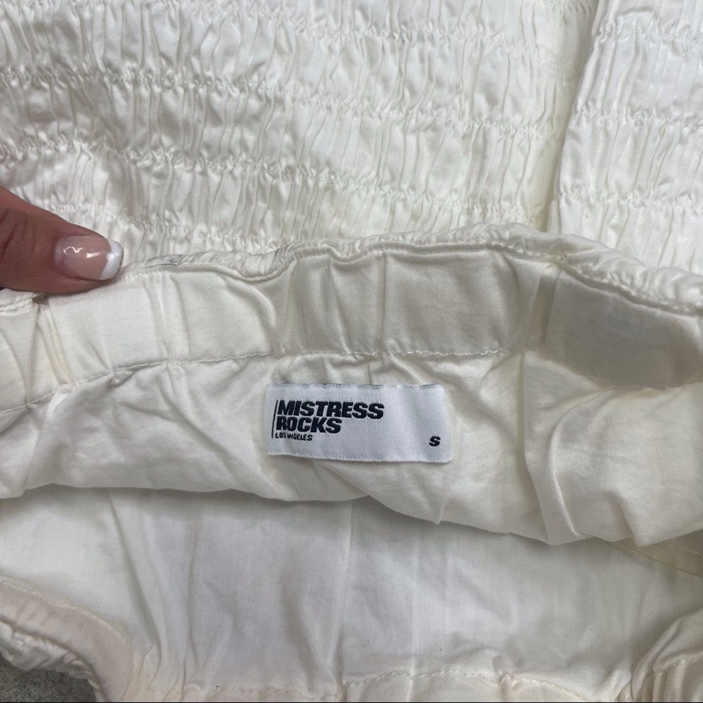 MISTRESS ROCKS White Ruched Mini Skirt Small - Picture 5 of 6